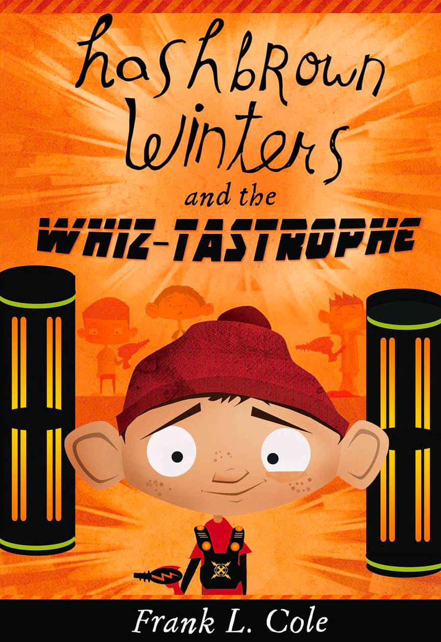 Book cover for Hashbrown Winters and the Whiz-tastrophe. An image a young boy wearing a slouchy red beanie.